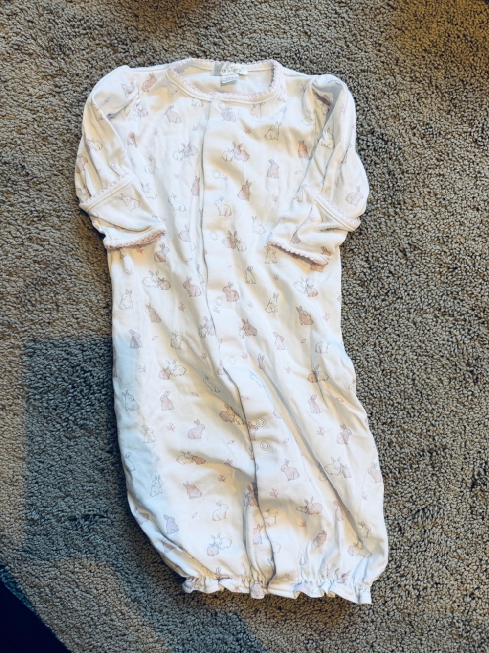 Kissy Kissy White and Pink Bunny Print Gown
